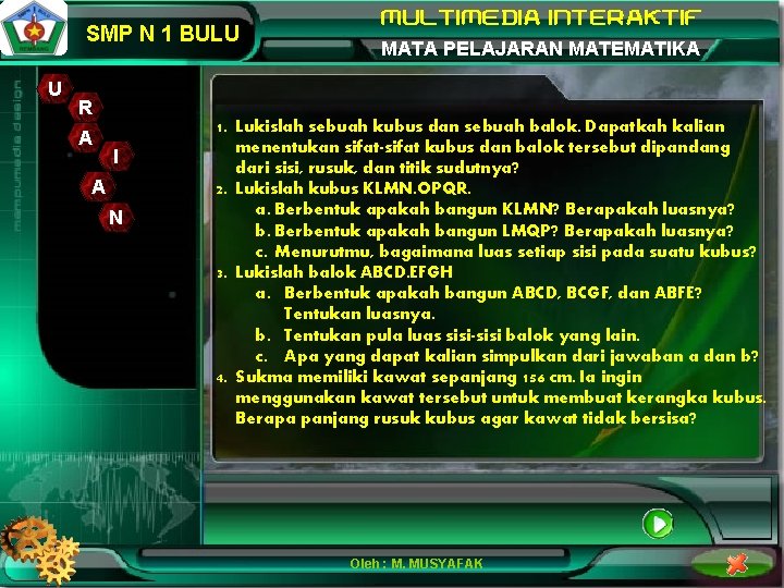 SMP N 1 BULU U R A I A N MATA PELAJARAN MATEMATIKA 1.