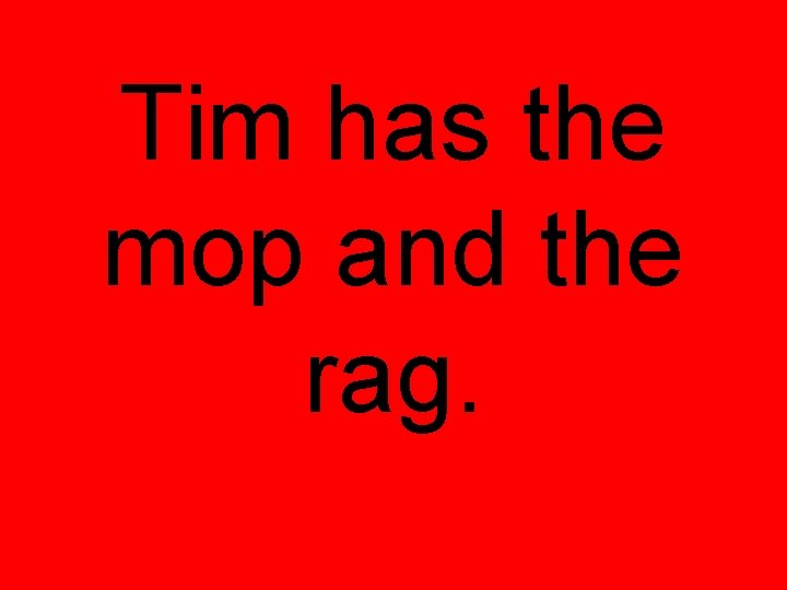 Tim has the mop and the rag. 