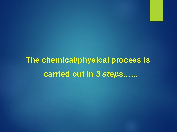 The chemical/physical process is carried out in 3 steps…… 