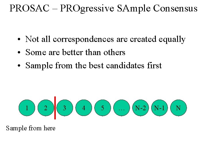 PROSAC – PROgressive SAmple Consensus • Not all correspondences are created equally • Some