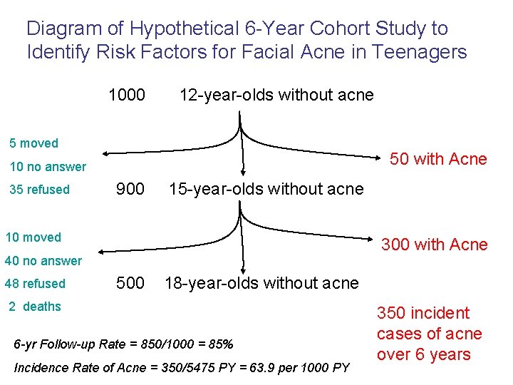 Diagram of Hypothetical 6 -Year Cohort Study to Identify Risk Factors for Facial Acne