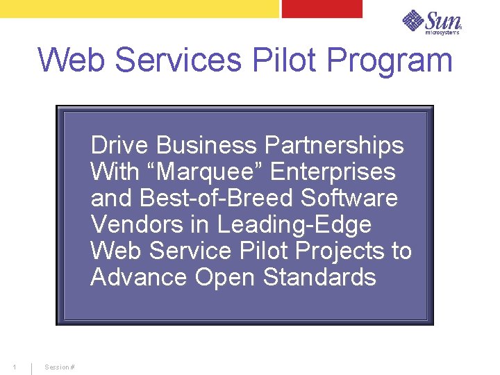 Web Services Pilot Program Drive Business Partnerships With “Marquee” Enterprises and Best-of-Breed Software Vendors