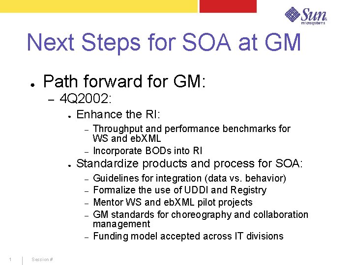 Next Steps for SOA at GM ● Path forward for GM: – 4 Q