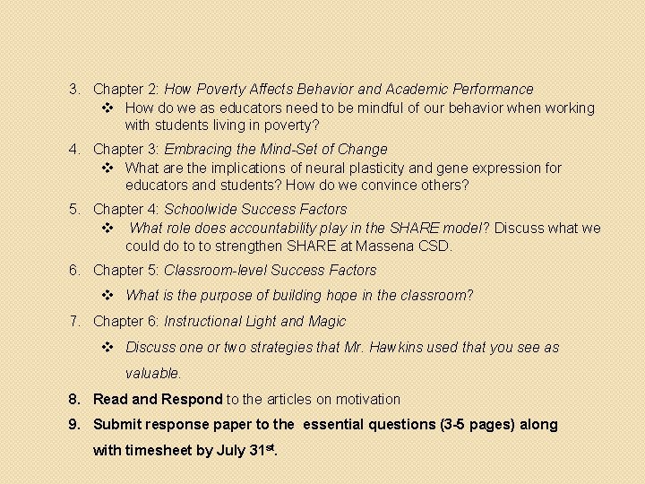 3. Chapter 2: How Poverty Affects Behavior and Academic Performance v How do we