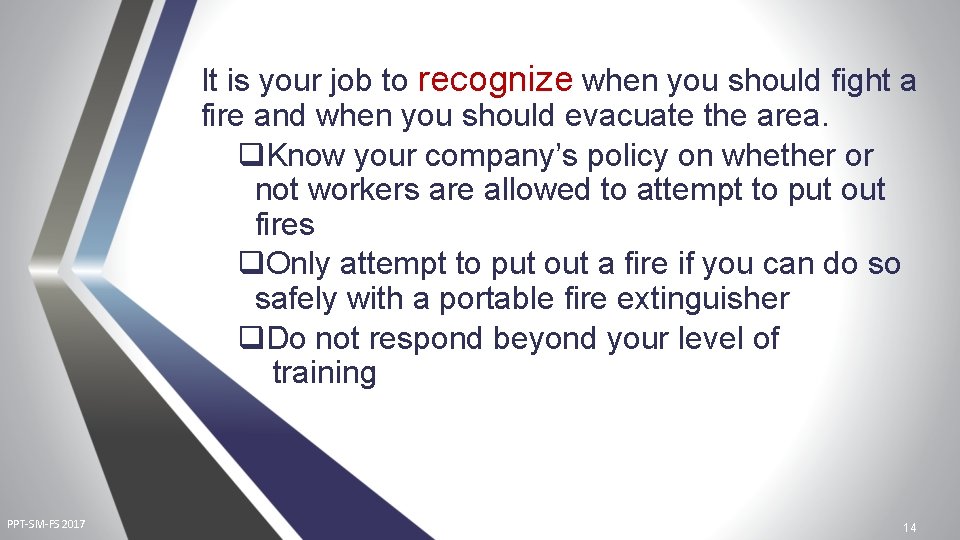 It is your job to recognize when you should fight a fire and when