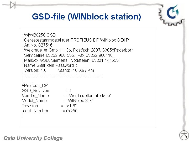 GSD-file (WINblock station) ; WIWB 0250. GSD ; Geraetestammdatei fuer PROFIBUS DP WINbloc 8