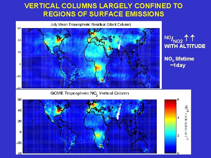 VERTICAL COLUMNS LARGELY CONFINED TO REGIONS OF SURFACE EMISSIONS NO/ NO 2 WITH ALTITUDE