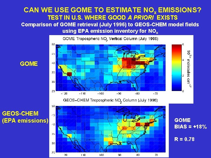 CAN WE USE GOME TO ESTIMATE NOx EMISSIONS? TEST IN U. S. WHERE GOOD