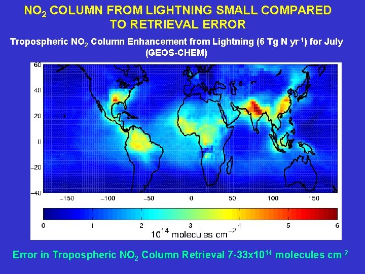 NO 2 COLUMN FROM LIGHTNING SMALL COMPARED TO RETRIEVAL ERROR Tropospheric NO 2 Column