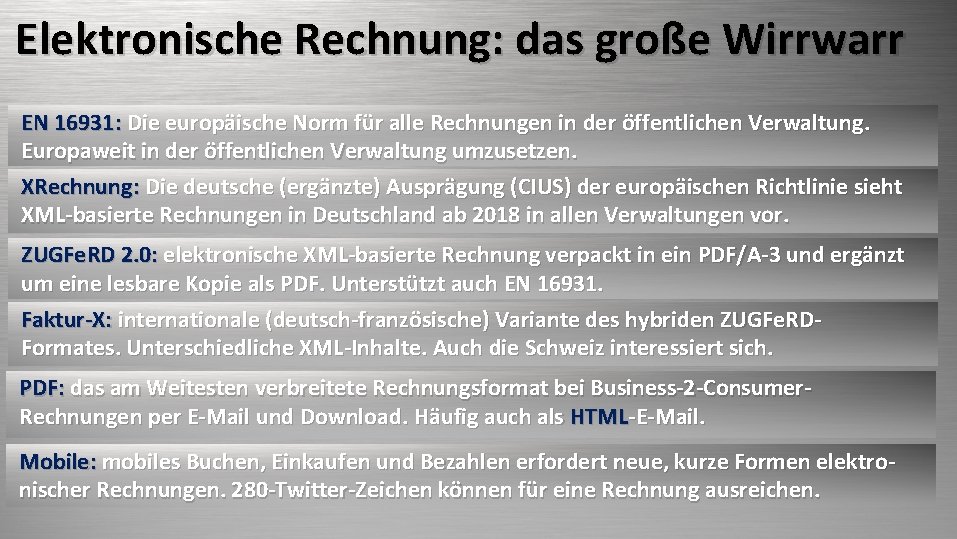 Elektronische Rechnung: das große Wirrwarr EN 16931: Die europäische Norm für alle Rechnungen in