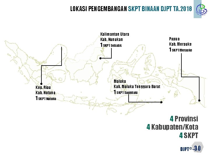 LOKASI PENGEMBANGAN SKPT BINAAN DJPT TA. 2018 Kalimantan Utara Kep. Riau Kab. Natuna 1