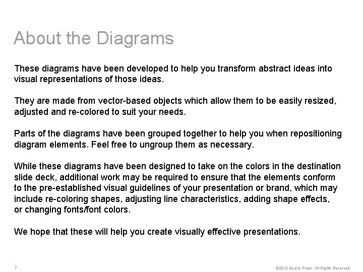 About the Diagrams These diagrams have been developed to help you transform abstract ideas