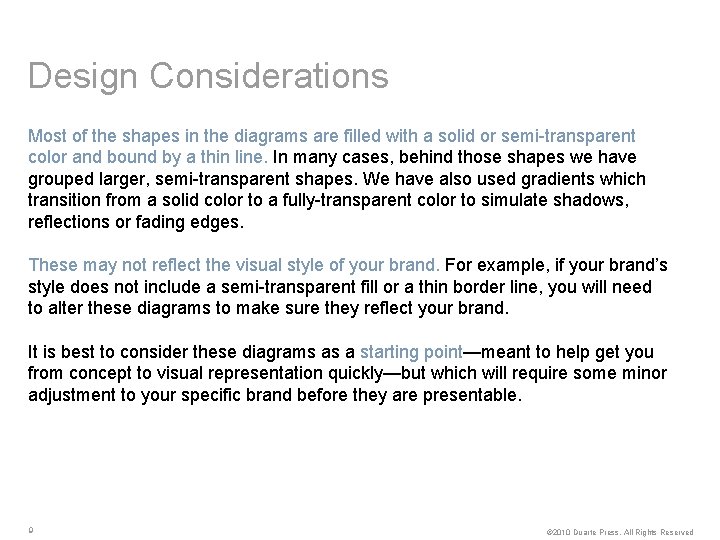 Design Considerations Most of the shapes in the diagrams are filled with a solid