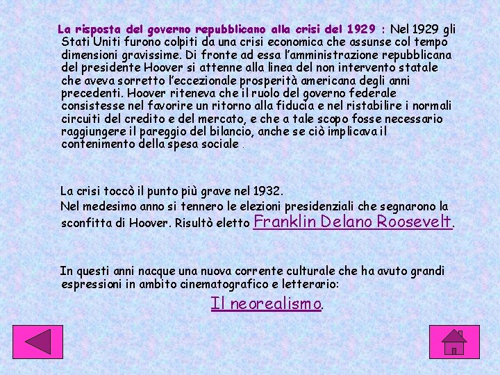 La risposta del governo repubblicano alla crisi del 1929 : Nel 1929 gli Stati