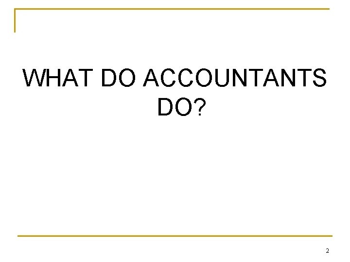 WHAT DO ACCOUNTANTS DO? 2 