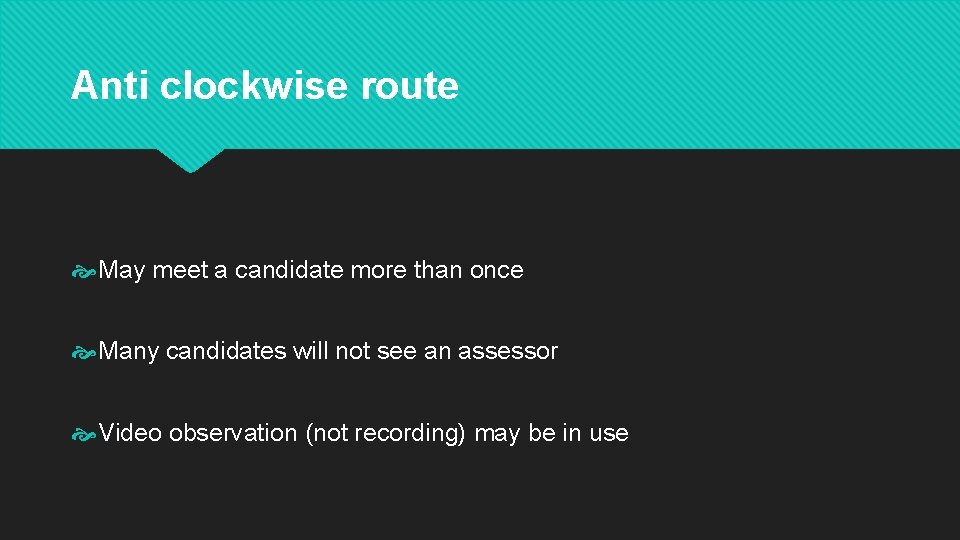 Anti clockwise route May meet a candidate more than once Many candidates will not