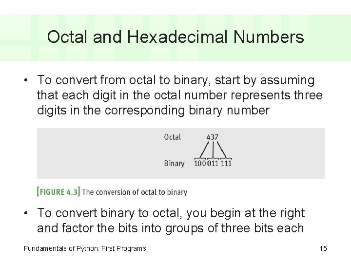 Octal and Hexadecimal Numbers • To convert from octal to binary, start by assuming Octal and Hexadecimal Numbers • To convert from octal to binary, start by assuming