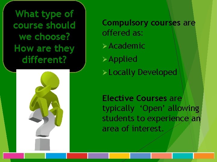What type of course should we choose? How are they different? Compulsory courses are