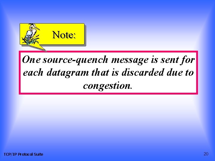 Note: One source-quench message is sent for each datagram that is discarded due to