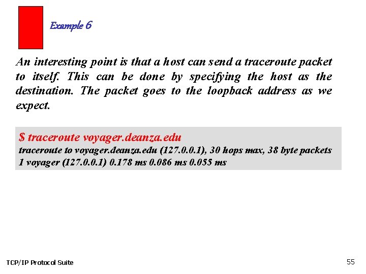 Example 6 An interesting point is that a host can send a traceroute packet