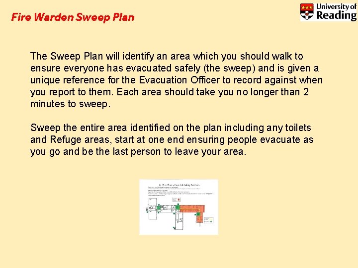 Fire Warden Sweep Plan The Sweep Plan will identify an area which you should