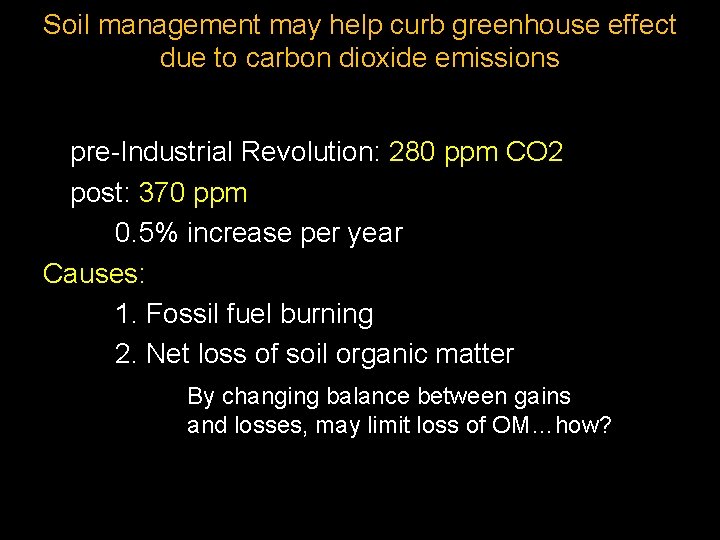 Soil management may help curb greenhouse effect due to carbon dioxide emissions pre-Industrial Revolution: