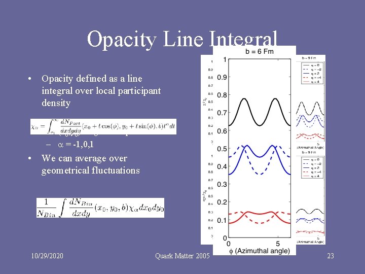 Opacity Line Integral • Opacity defined as a line integral over local participant density