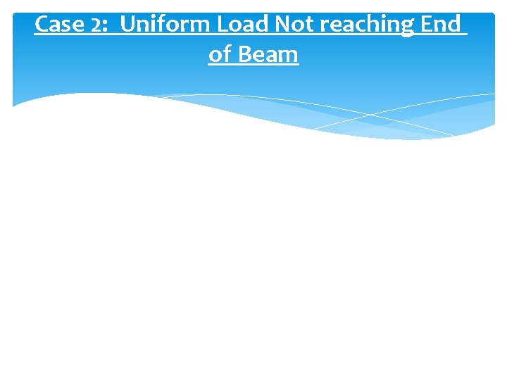 Case 2: Uniform Load Not reaching End of Beam Case 2: Uniform Load Not reaching End of Beam