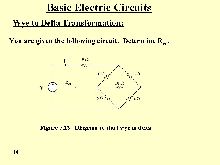 Basic Electric Circuits Wye to Delta Transformation: You are given the following circuit. Determine