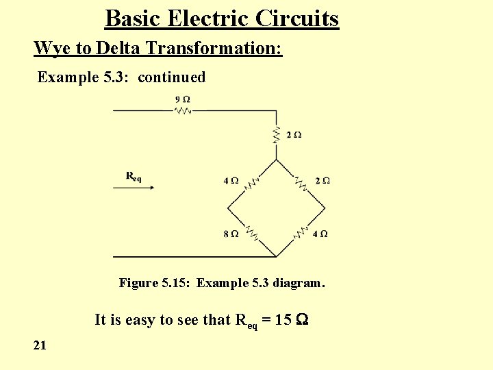 Basic Electric Circuits Wye to Delta Transformation: Example 5. 3: continued Figure 5. 15: