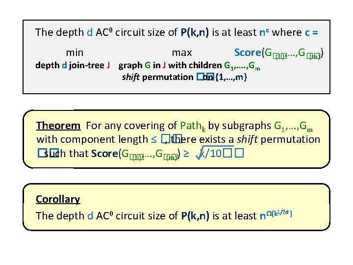 The depth d AC 0 circuit size of P(k, n) is at least nc