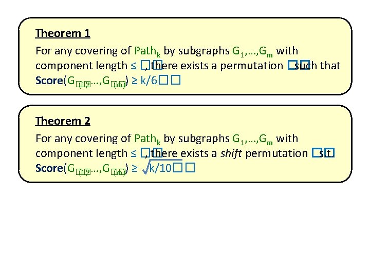 Theorem 1 For any covering of Pathk by subgraphs G 1, …, Gm with