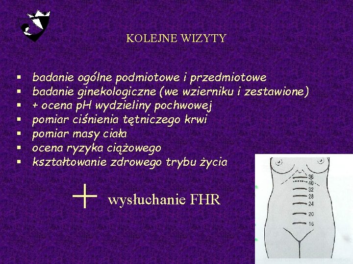 KOLEJNE WIZYTY § § § § badanie ogólne podmiotowe i przedmiotowe badanie ginekologiczne (we
