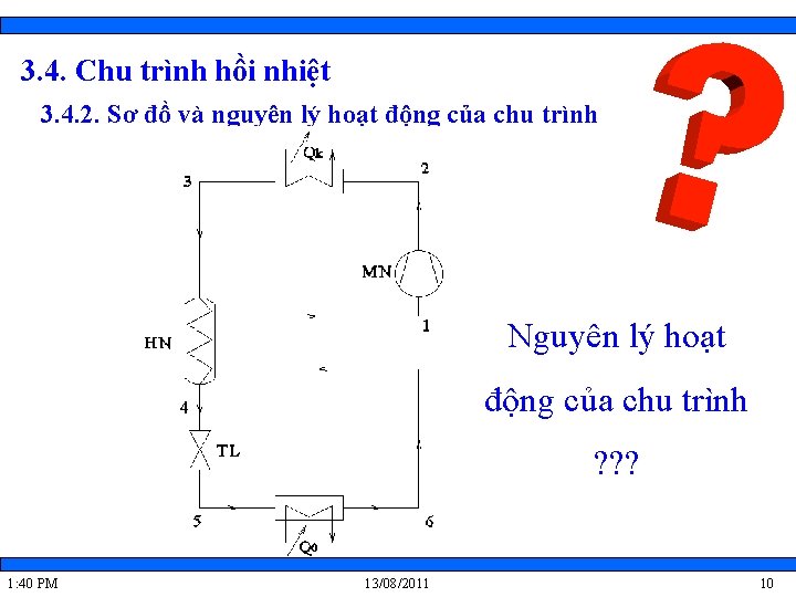 3. 4. Chu trình hồi nhiệt 3. 4. 2. Sơ đồ và nguyên lý