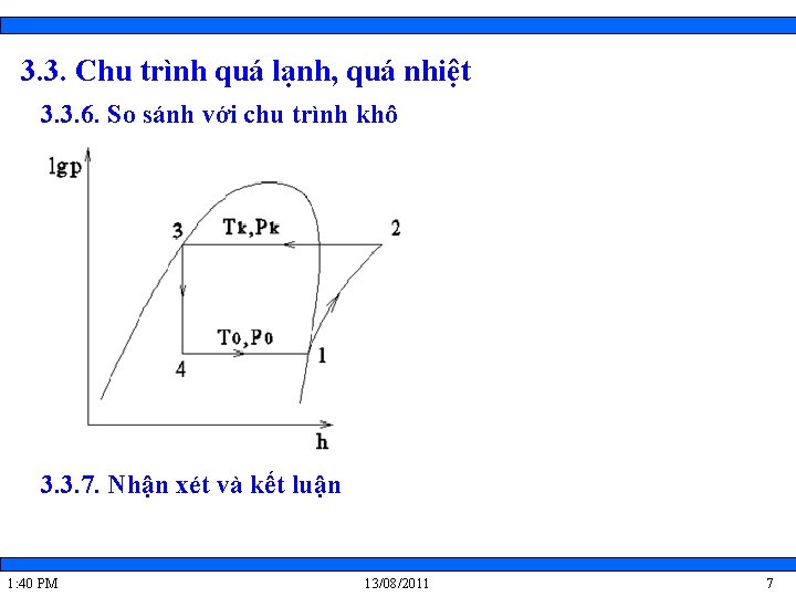 3. 3. Chu trình quá lạnh, quá nhiệt 3. 3. 6. So sánh với