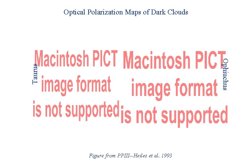 Optical Polarization Maps of Dark Clouds Taurus Ophiuchus Figure from PPIII--Heiles et al. 1993
