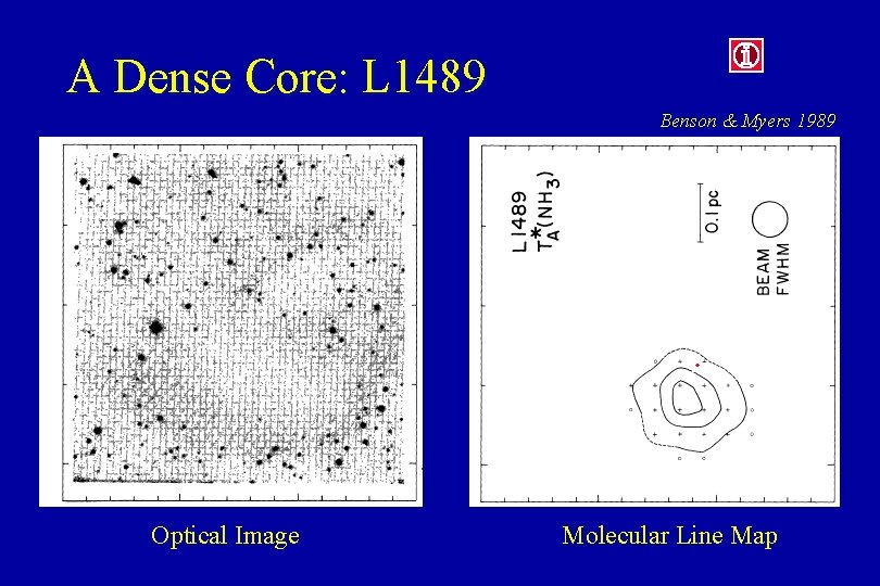 A Dense Core: L 1489 Benson & Myers 1989 Optical Image Molecular Line Map
