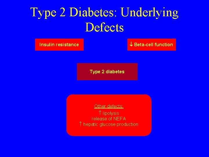 Pathophysiology Type 2 Diabetes: Underlying Defects Beta-cell function Insulin resistance Type 2 diabetes Other