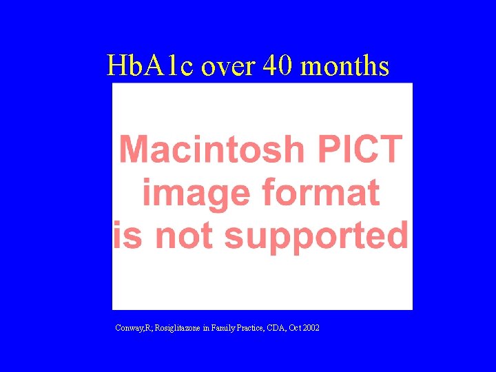 Hb. A 1 c over 40 months Conway, R; Rosiglitazone in Family Practice, CDA,