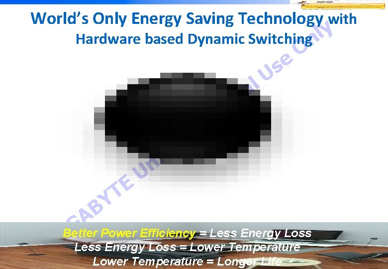 World’s Only Energy Saving Technology with y l Hardware based Dynamic Switchingn O e