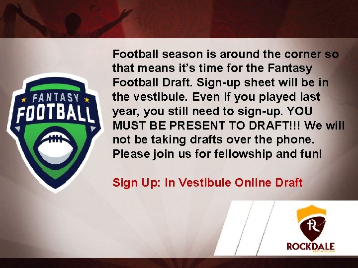 Football season is around the corner so that means it’s time for the Fantasy