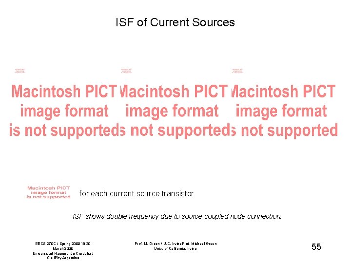 ISF of Current Sources for each current source transistor ISF shows double frequency due