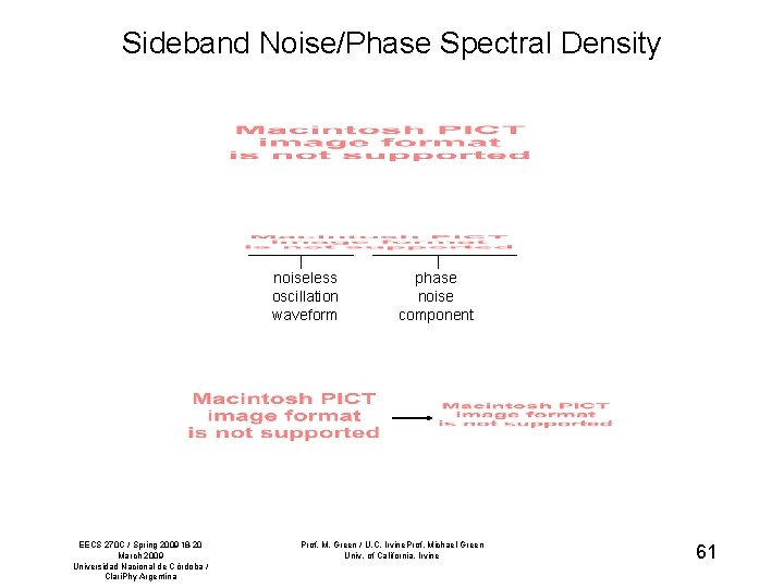 Sideband Noise/Phase Spectral Density noiseless oscillation waveform EECS 270 C / Spring 200918 -20