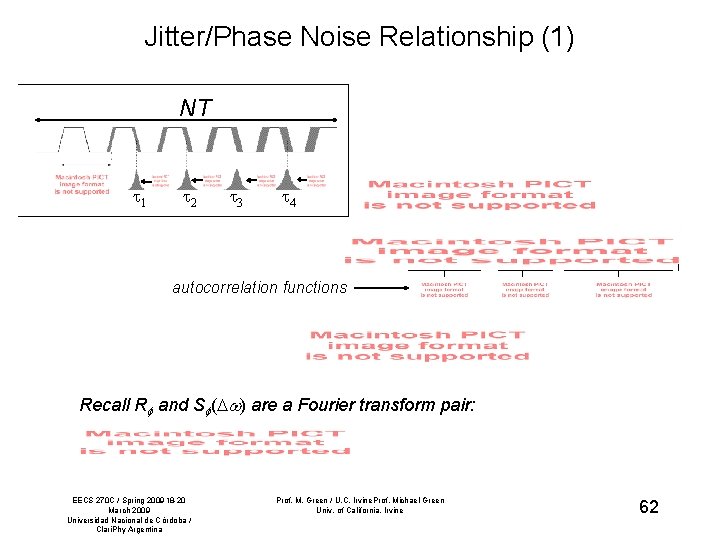 Jitter/Phase Noise Relationship (1) NT 1 2 3 4 autocorrelation functions Recall R and