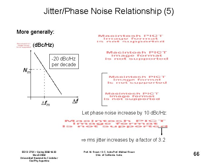 Jitter/Phase Noise Relationship (5) More generally: (d. Bc/Hz) -20 d. Bc/Hz per decade Nm