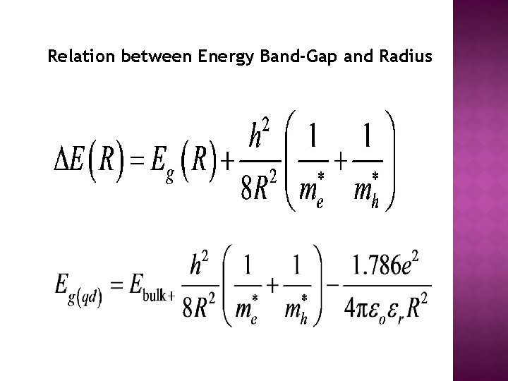 Relation between Energy Band-Gap and Radius 