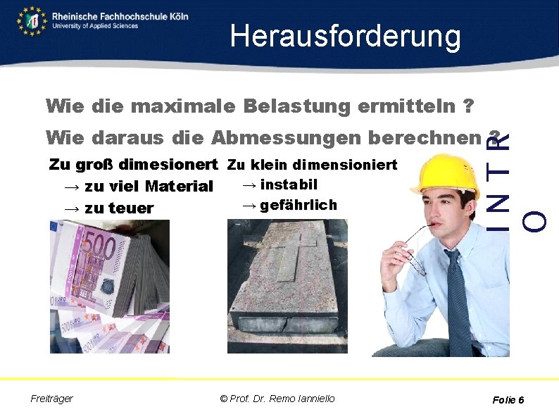 Herausforderung Wie die maximale Belastung ermitteln ? Zu groß dimesionert Zu klein dimensioniert →