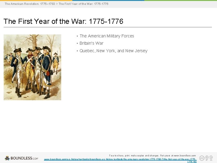 The American Revolution: 1775– 1783 > The First Year of the War: 1775 -1776