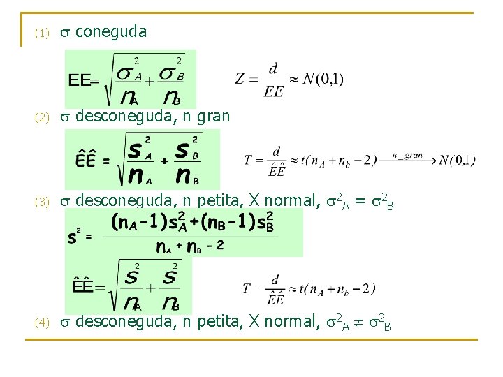 (1) coneguda (2) desconeguda, n gran (3) desconeguda, n petita, X normal, 2 A