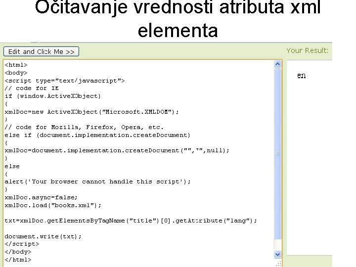 Očitavanje vrednosti atributa xml elementa 